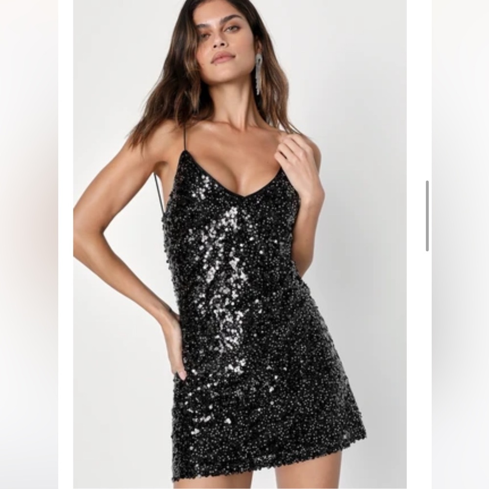 Force of Fashion Black Backless Sequin Mini Dress